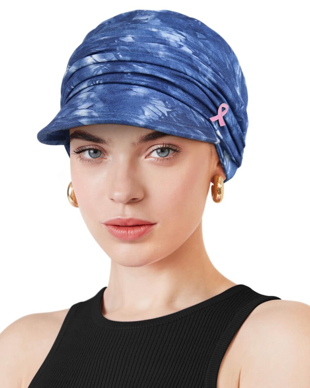 9851 Chemo Caps Newsboy for Fall and Winter Tie-dye Denim Blue